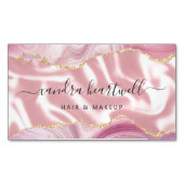 ピンクアゲートゴールドグリッター ラグジュアリー マグネット名刺 (正面)