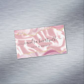 ピンクアゲートゴールドグリッター ラグジュアリー マグネット名刺 (インサイチュ)