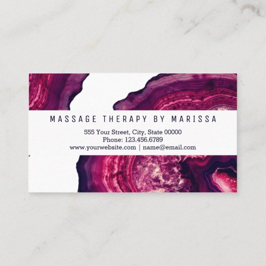 ピンクアゲートジェードストーンバラ金ゴールドマッサージセラピスト 名刺 (裏面)