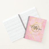 ピンクアゲートジオードゴールドモノグラムスクリプト ノートブック (内部)
