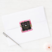 ピンクアゲートジオードスライス&ゴールド 小さな事業 スクエアシール (封筒)