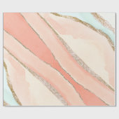 ピンクアゲートターコイズエレガント金ゴールドモダン ラッピングペーパー (フラット)