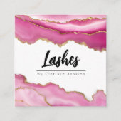 ピンクアゲートトレンディーモダンラッシュエクステンション美しい スクエア名刺 (正面)