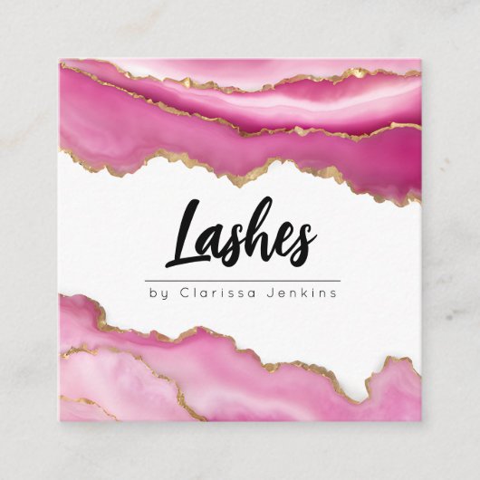 ピンクアゲートトレンディーモダンラッシュエクステンション美しい スクエア名刺 (正面)