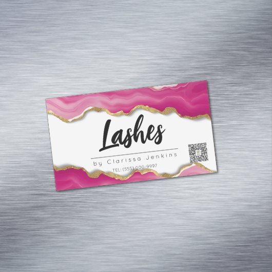 ピンクアゲートトレンディーモダンラッシュエクステンション美しい マグネット名刺 (インサイチュ)