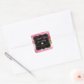 ピンクアゲートヘードスライス&金ゴールドグリッターキンセアニラ スクエアシール (封筒)