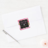 ピンクアゲートヘードスライス&金ゴールドグリッター誕生日 スクエアシール (封筒)