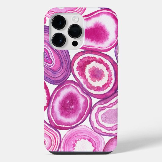 ピンクアゲート水彩画 iPhoneケース (裏面)
