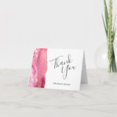ピンクアゲート結婚金ゴールドありがとう カード (正面)