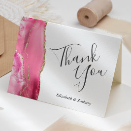 ピンクアゲート結婚金ゴールドありがとう カード