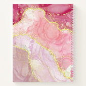 ピンクアゲート金ゴールドグリッターマーブルゲード ノートブック (裏面)