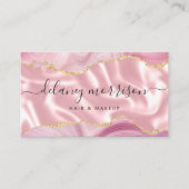 ピンクアゲート金ゴールドグリッターラグジュアリー 名刺 (正面)