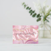 ピンクアゲート金ゴールドグリッターラグジュアリー 名刺 (スタンド正面)