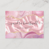 ピンクアゲート金ゴールドグリッターラグジュアリー 名刺 (正面)