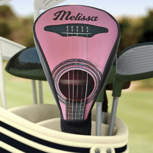ピンクアコースティックギターギタリスト楽器名 ゴルフヘッドカバー