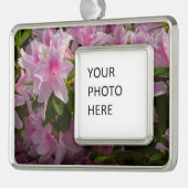 ピンクアザレアブッシュ春フローラ シルバープレートフレームオーナメント (左)