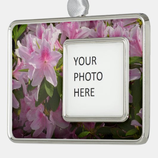 ピンクアザレアブッシュ春フローラ シルバープレートフレームオーナメント (左)