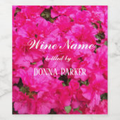 ピンクアザレア開花パーソナライズされたフローラ ワインラベル (シングルラベル)