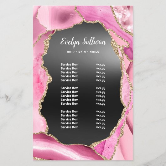 ピンクアジェ黒フォイル価格リスト・フライヤー チラシ (正面)