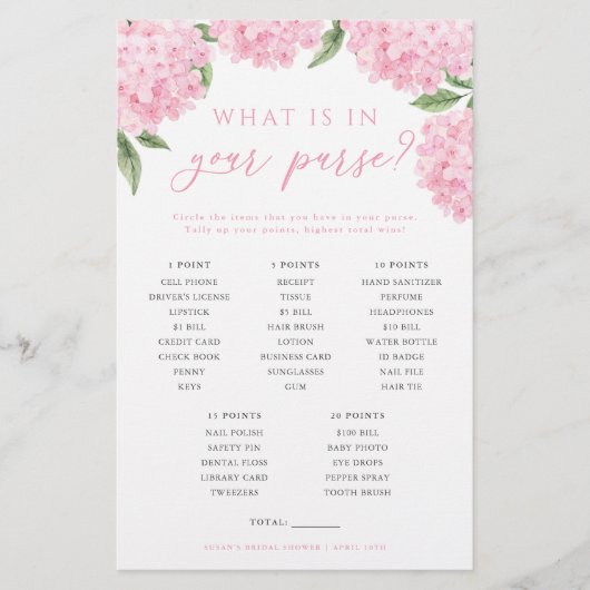 ピンクアジサイあなたの財布のゲームカードに何がある チラシ (正面)