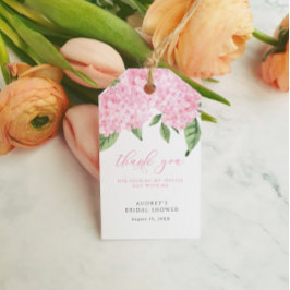ピンクアジサイありがとうカスタマイズされたブライダルシャワー ギフトタグ