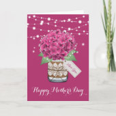 ピンクアジサイかわいいフローラ母の日 カード (正面)