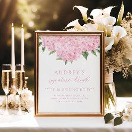 ピンクアジサイのシグネチャードリンクバーサイン ポスター