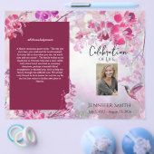 ピンクアジサイのハミングバード葬儀プログラム チラシ (シングル)