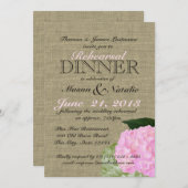 ピンクアジサイのリハーサルディナー5x7 招待状 (正面/裏面)