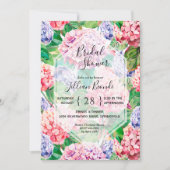 ピンクアジサイの水の色ブライダルシャワーの招待 (正面)