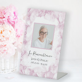 ピンクアジサイの水彩お祝いの生活 台座サイン