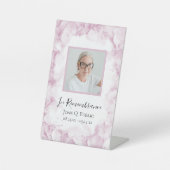 ピンクアジサイの水彩お祝いの生活 台座サイン (正面)