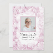 ピンクアジサイの水彩お祝いの生活 招待状 (正面)