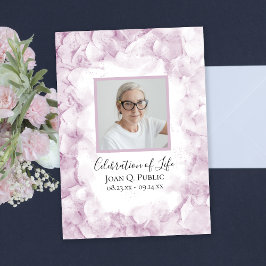 ピンクアジサイの水彩お祝いの生活 招待状