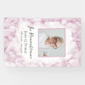 ピンクアジサイの水彩お祝いの生活 横断幕 (横)