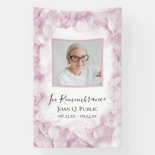 ピンクアジサイの水彩お祝いの生活 横断幕 (縦)