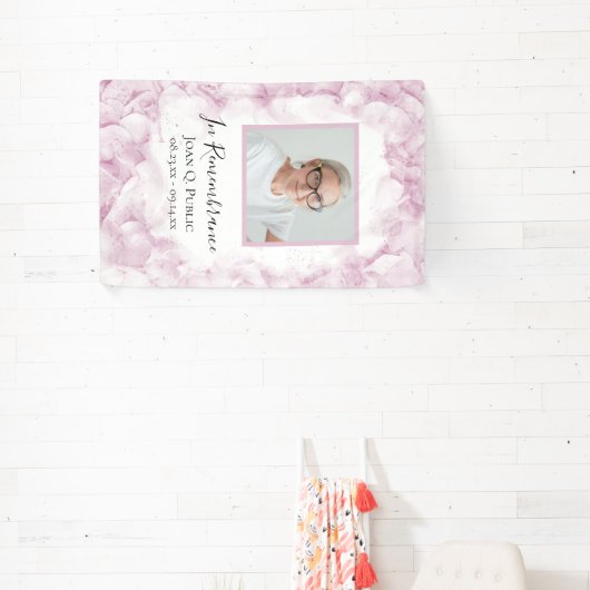 ピンクアジサイの水彩お祝いの生活 横断幕 (インサイチュ)