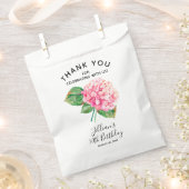 ピンクアジサイの水彩フローラ フェイバーバッグ (クリップ留めされた状態)