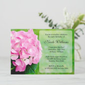 ピンクアジサイの花の誕生日パーティー 招待状 (スタンド正面)