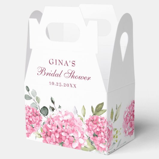 ピンクアジサイエレガントユーカリブライダルシャワー フェイバーボックス (オープン)