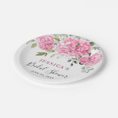 ピンクアジサイエレガントユーカリブライダルシャワー ペーパープレート (アングル)
