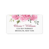 ピンクアジサイエレガントユーカリ差出人住所 ラベル (正面)