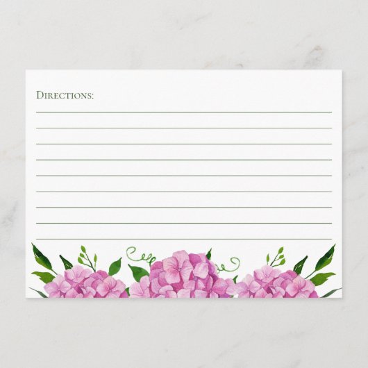 ピンクアジサイフローラレシピ エンクロージャーカード (裏面)