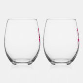 ピンクアジサイフローラレタリングラブ， XOXOカップル ステムなしワイングラス (右)