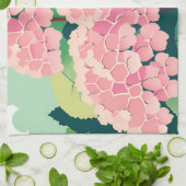 ピンクアジサイフローラ植物学 キッチンタオル (折り畳み)