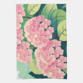 ピンクアジサイフローラ植物学 キッチンタオル (縦)