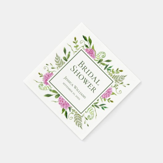 ピンクアジサイブライダルシャワーナプキンス スタンダードカクテルナプキン (角)