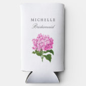 ピンクアジサイブライダルシャワーパーティーセルツァー スリム缶クーラー (正面)