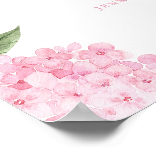 ピンクアジサイブライダルシャワーフラワーバー ポスター (角)