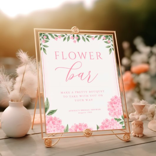 ピンクアジサイブライダルシャワーフラワーバー ポスター